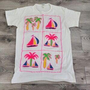Vtg‎ Ship 'N Shore Women's Short Boat Palm Tree Top Cover Up Dress One Size READ